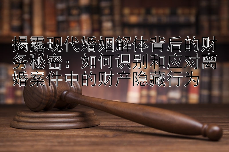 揭露现代婚姻解体背后的财务秘密：如何识别和应对离婚案件中的财产隐藏行为