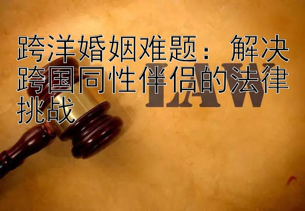 跨洋婚姻难题：解决跨国同性伴侣的法律挑战