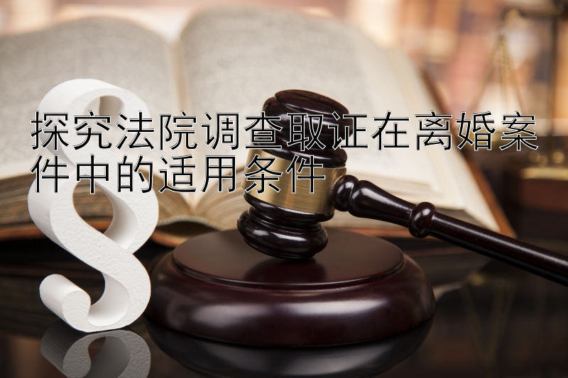 探究法院调查取证在离婚案件中的适用条件