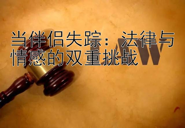 当伴侣失踪：法律与情感的双重挑战