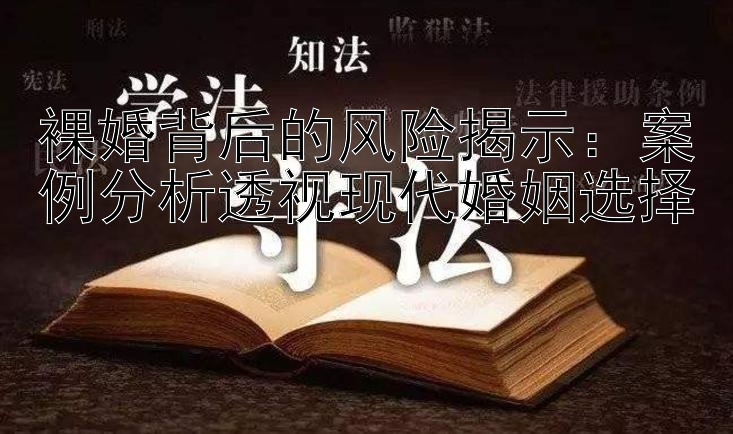 裸婚背后的风险揭示：案例分析透视现代婚姻选择