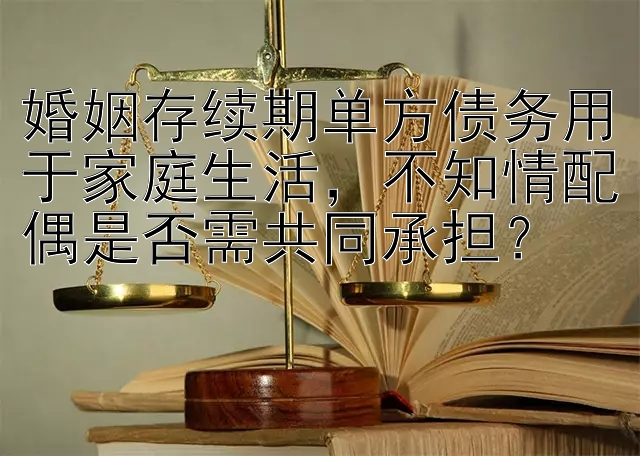 婚姻存续期单方债务用于家庭生活，不知情配偶是否需共同承担？