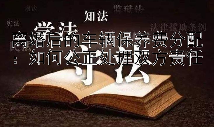 离婚后的车辆保养费分配：如何公正处理双方责任