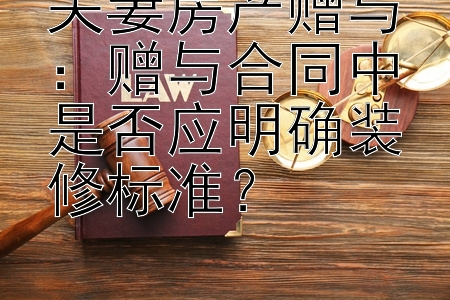 夫妻房产赠与：赠与合同中是否应明确装修标准？