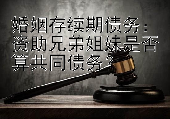 婚姻存续期债务：资助兄弟姐妹是否算共同债务？